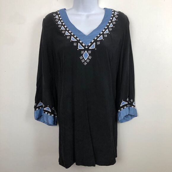 Bob Mackie Wearable Art Size M Black Tunic - Picture 3 of 8